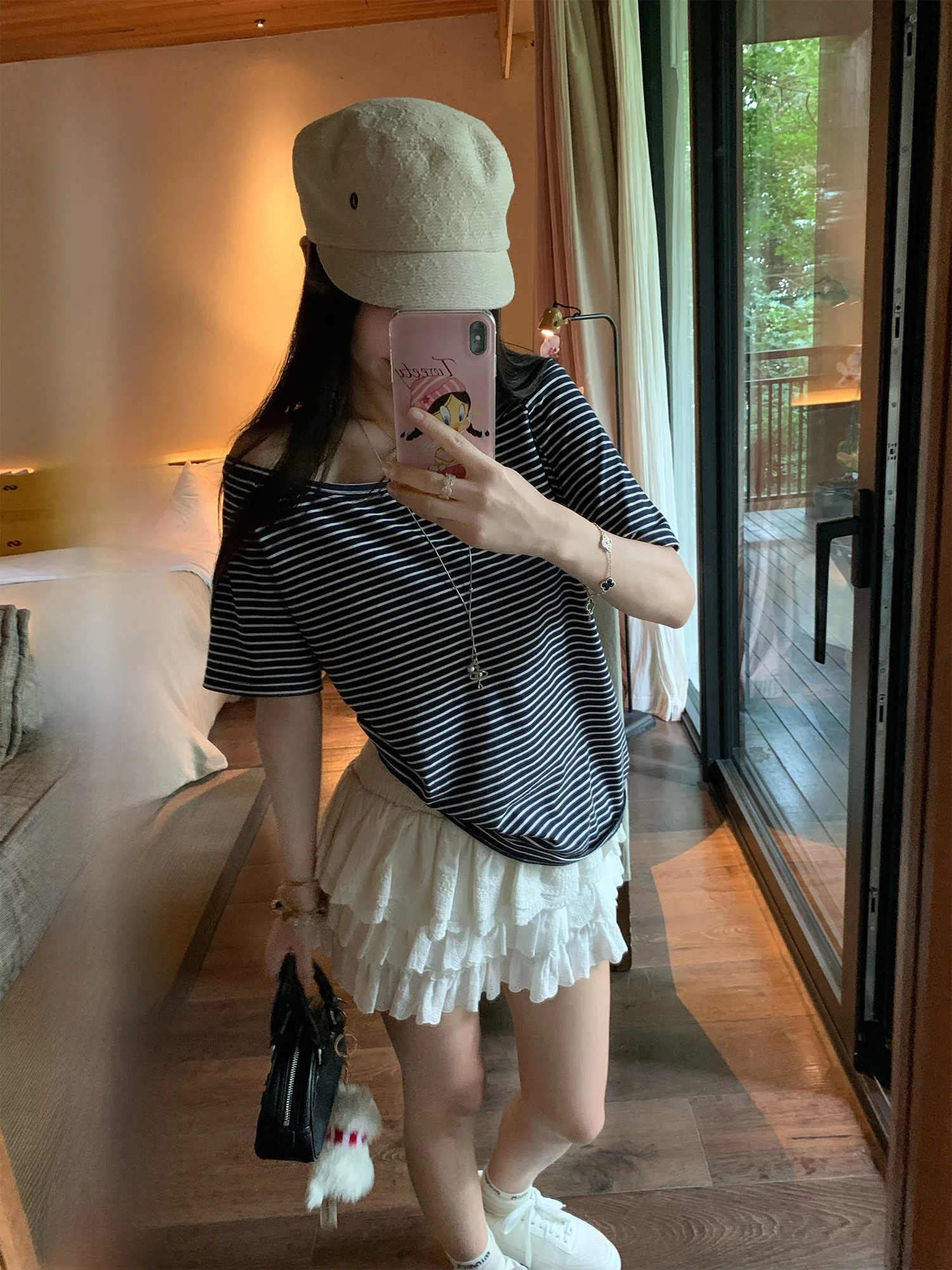 

Юбка Yuzuqi белая кружевная женская летняя новая А-силуэта средней длины с защитой от просвечивания, повседневная, с завышенной талией, для офиса и города