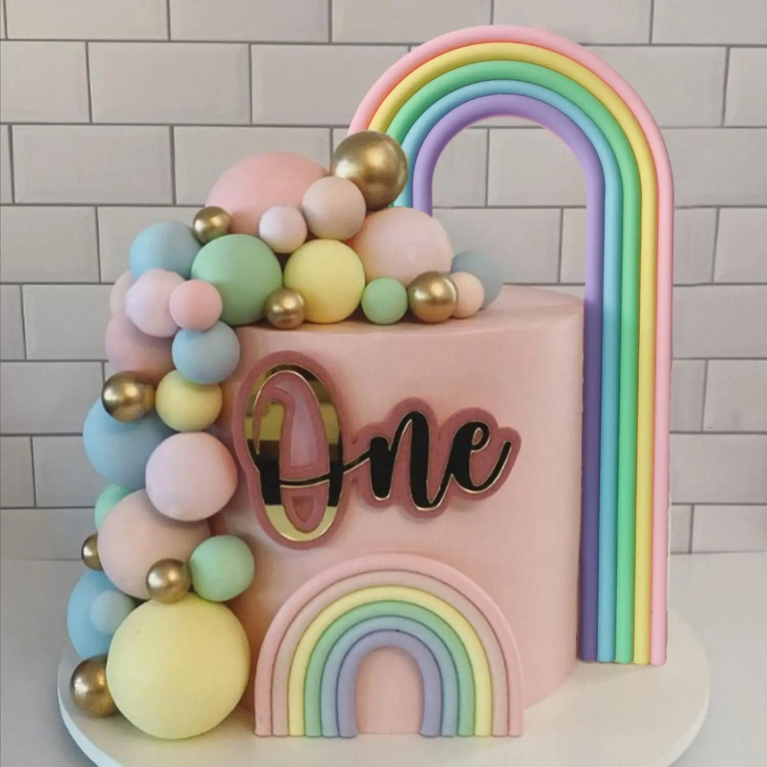28 Stück Regenbogen-Kuchenaufsätze, bunte Kugeln, Kuchendekorationen für Hochzeit, Babyparty, Mädchen, Jungen, Geburtstag, Partyzubehör – Detail 4