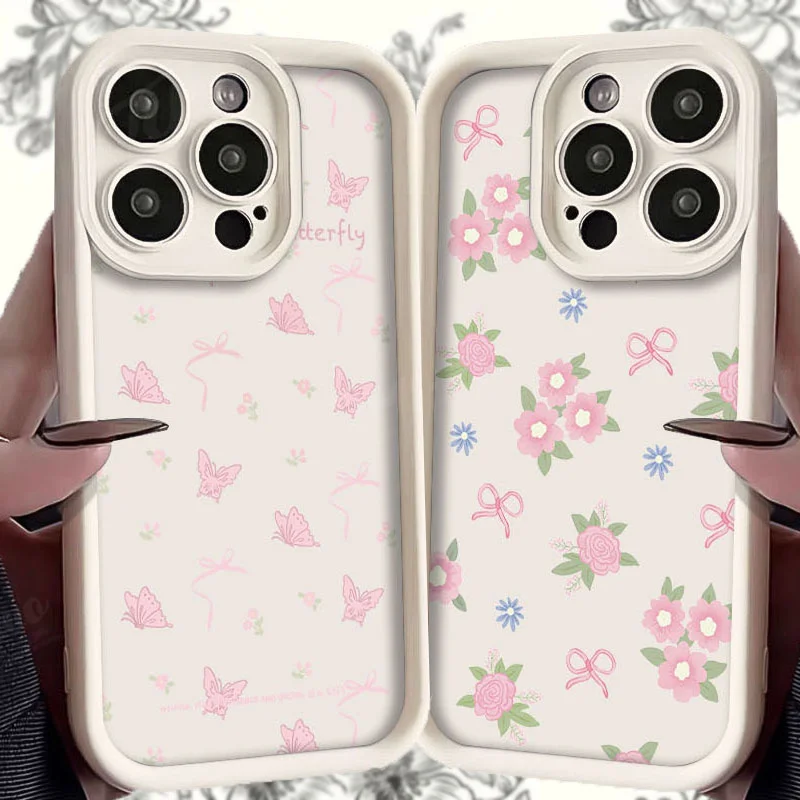 Flower Butterfly Bowknot Matte Phone Case for Xiaomi Redmi Note 13 12 11 Pro Plus 12S 11S 10S 10 9 9S 8 12C 13C Shockproof Cover