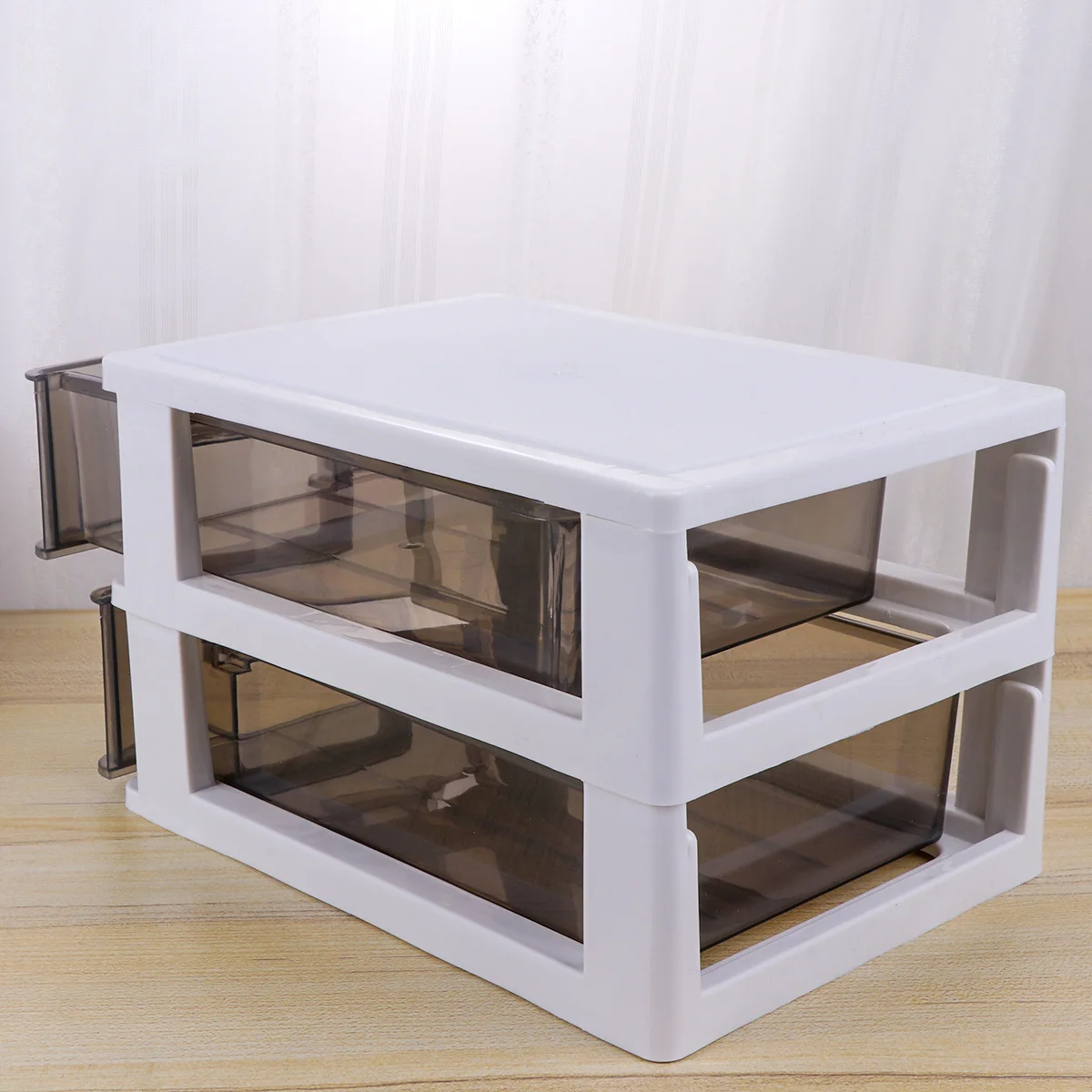

2 Tier Drawer Type Closet Compact Plastic Storage Cabinet Dustproof Desktop Organizer for Small Items Bathroom Living Room