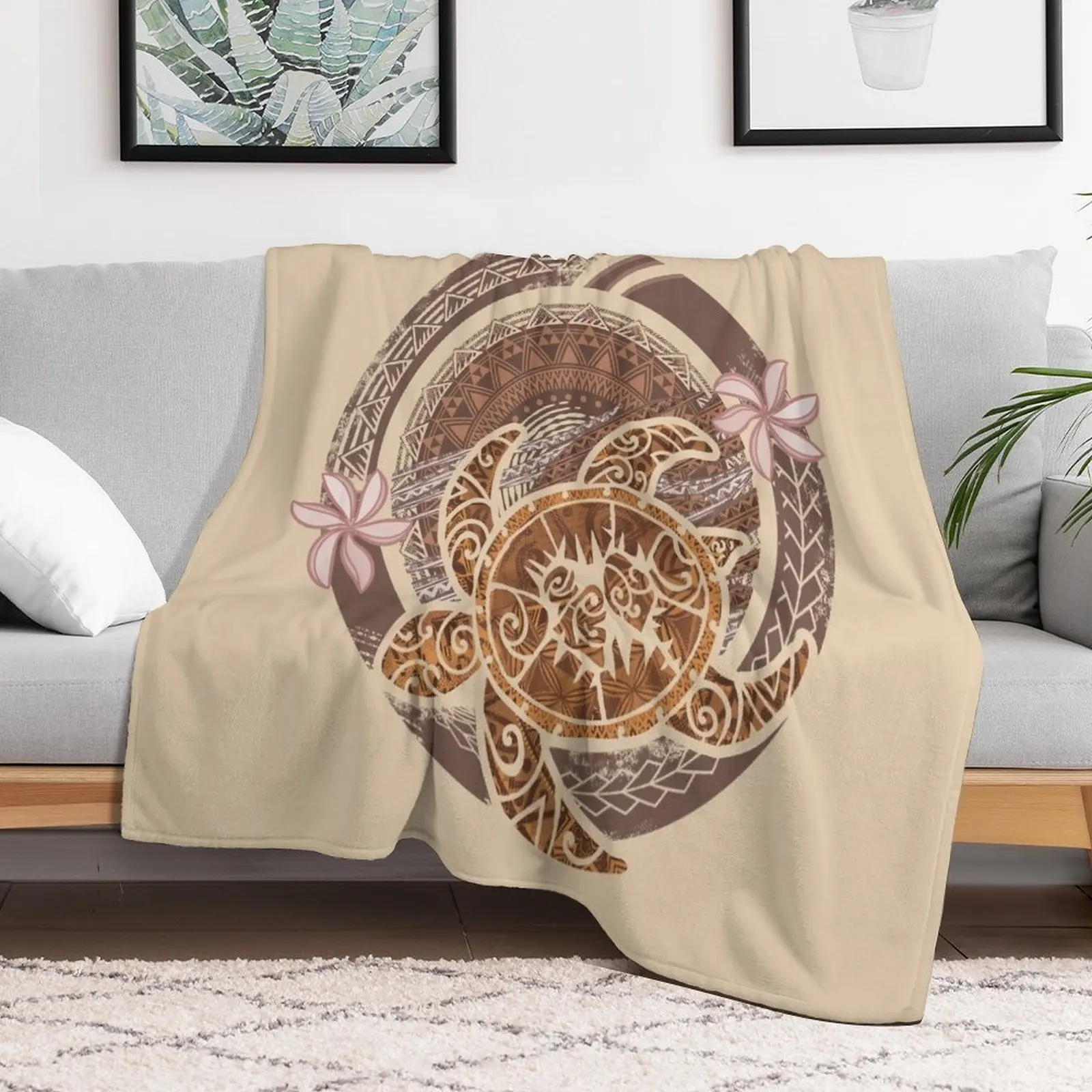 

Vintage Circular Samoan Turtle Dive Throw Blanket Bed Fashionable decorative Thin Loose Blankets