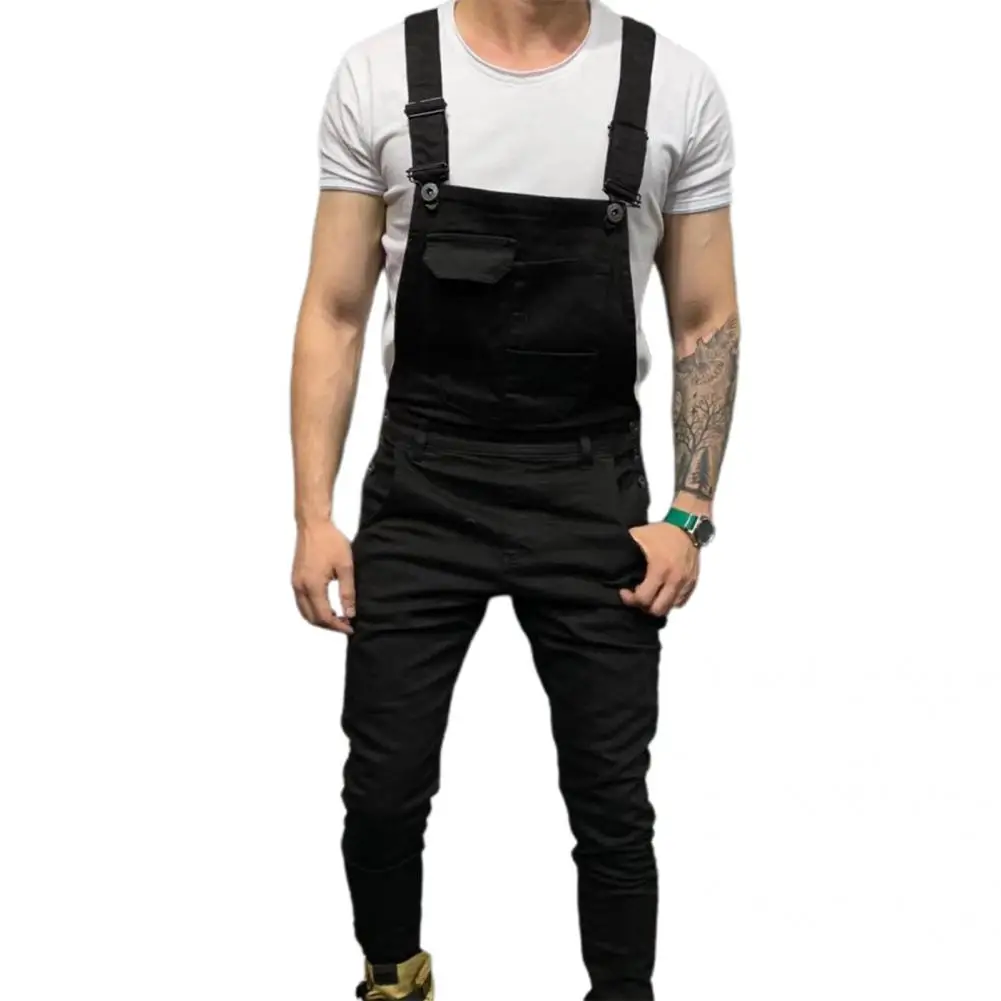 Streetwear  Casual Full Length Mid Rise Cargo Jumpsuit Men Men Overalls Mid Rise   for Daily Wear