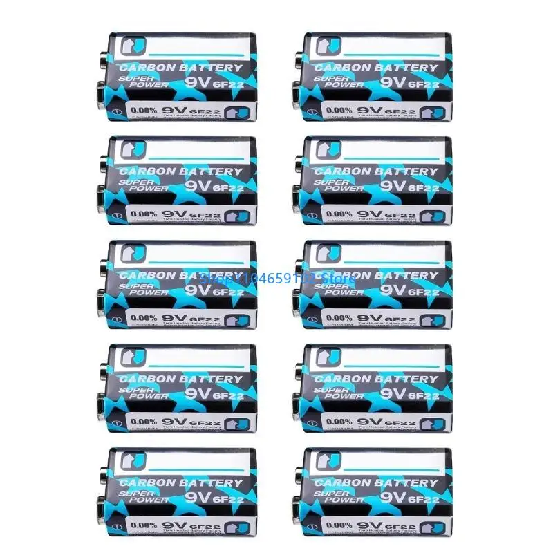 10pc 9V 6F22 Battery Stable Low SelfDischarge Wide Compatibility
