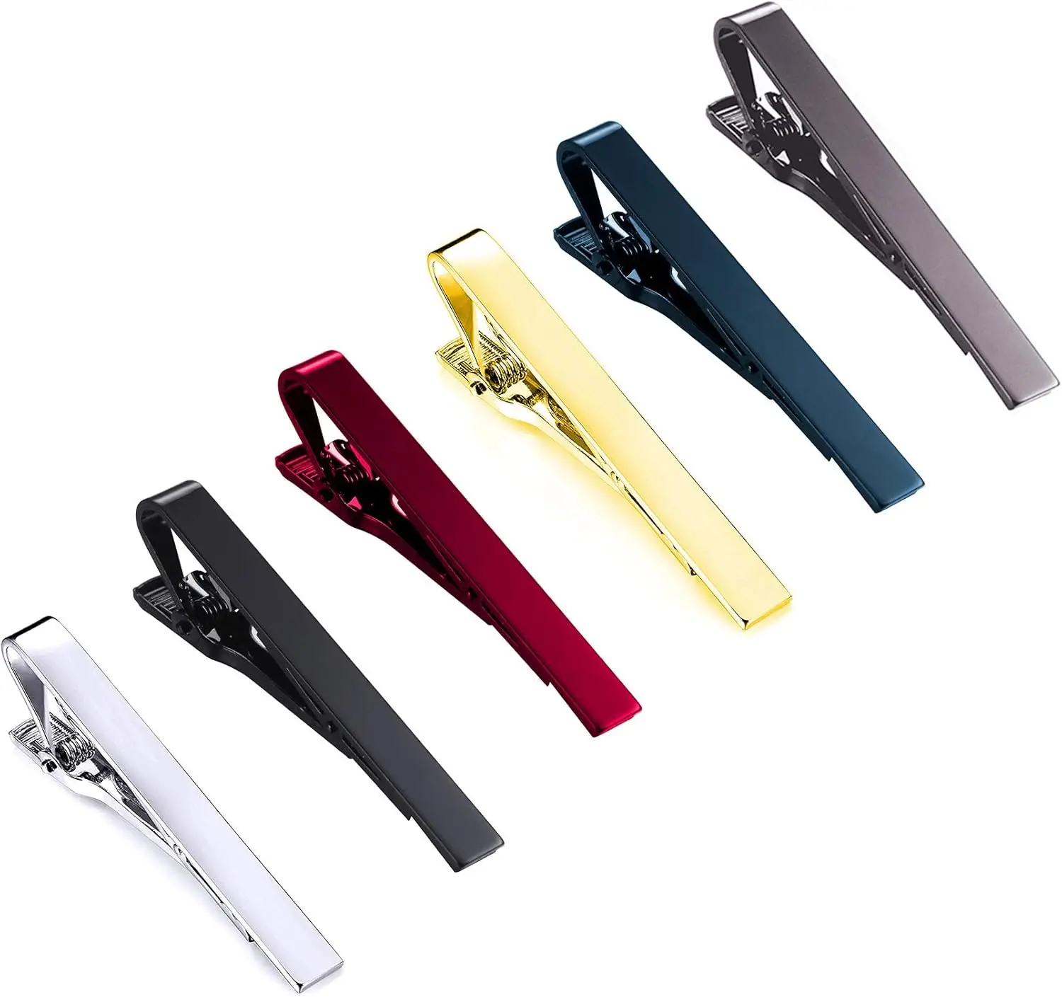 

6Pcs Tie Clips Set for Men - Necktie Bar for Regular & Skinny Ties, Wedding Business Accessories