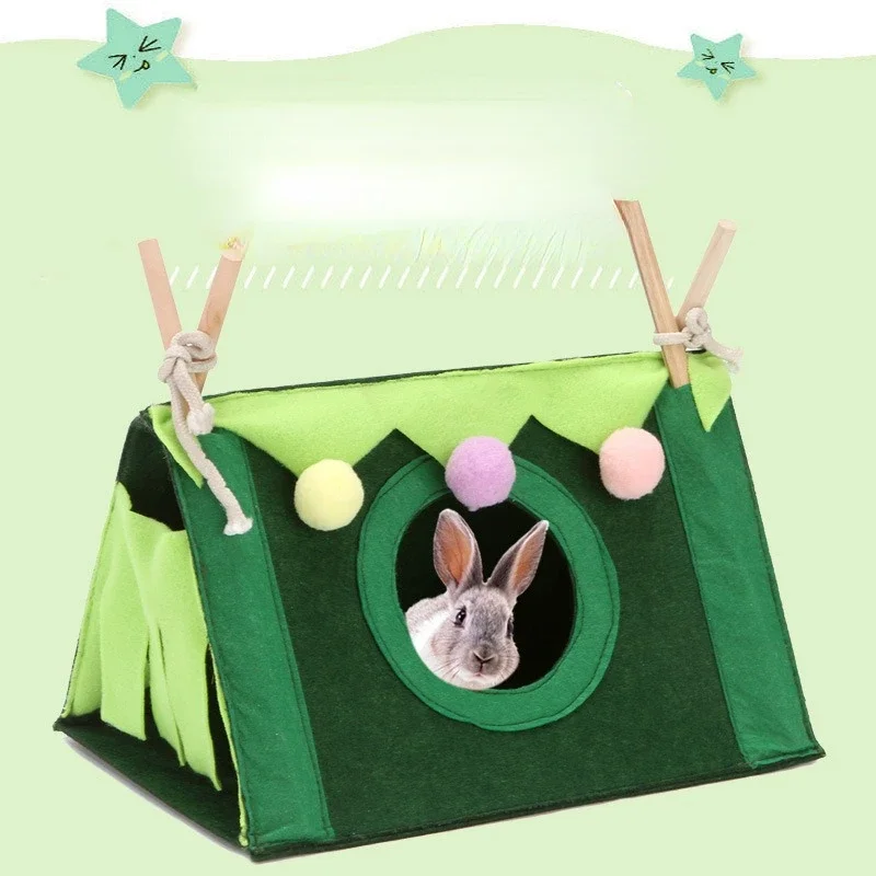 Cute Portable Hamster Green Tents Small Animals Hideout Chinchilla Rabbit Tent House Large Size Guinea Pigs Nests 28*19.5*17cm