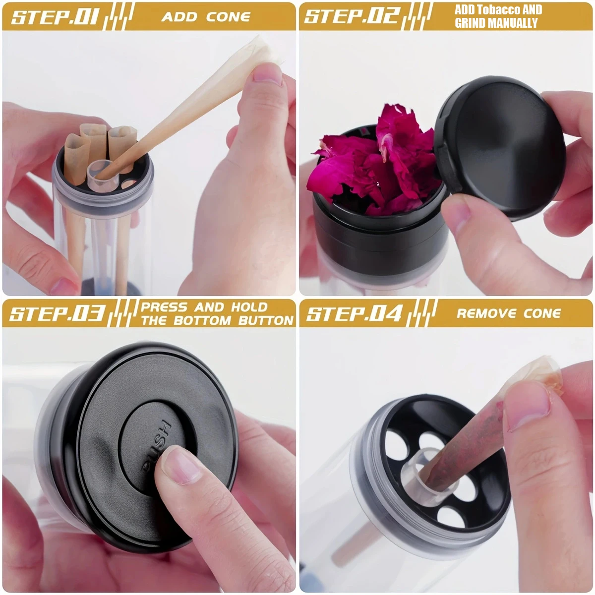 2-Inch 3-in-1 Metal Tobacco Grinder, Herb Cone Loader, Rolling Machine, Blunt Joint Roller, Grinding and Filling Storage All-In-One view 5