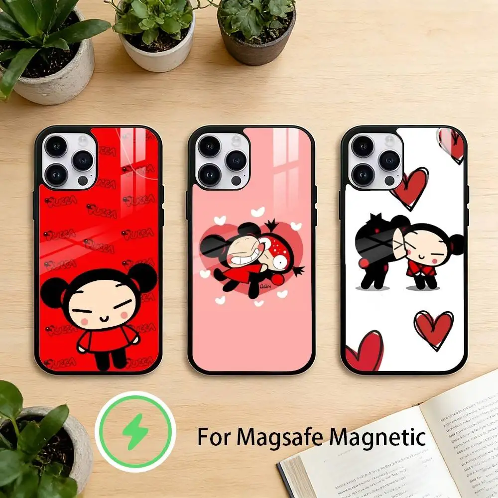 

Cartoon P-Puccas Garus Phone Case For iPhone 17 16 15 14 13 12 Pro Max Plus for Mirror Wireless Magnetic Cover