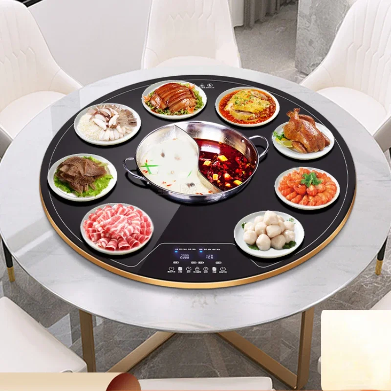 Meal Insulation Board Hot Pot Heating Vegetable Heating Board Thermostat Board Vegetable Heater Round Table Automatic Rotation