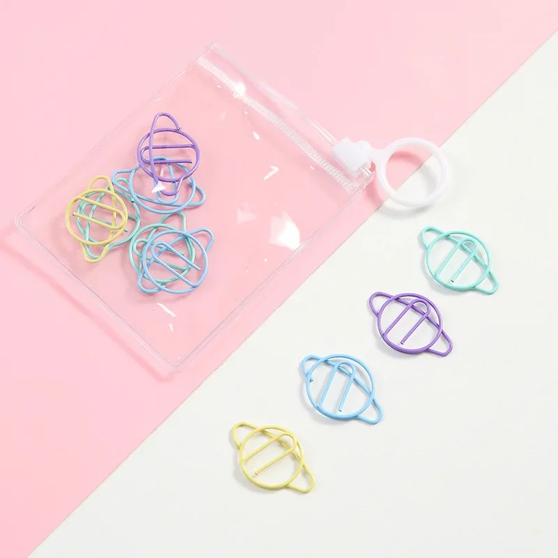10pcs Candy Color Paper Clips Cartoon Bookmark Paper Decorative Clip Metal Binder Clips Stationery Photos Tickets Organizer