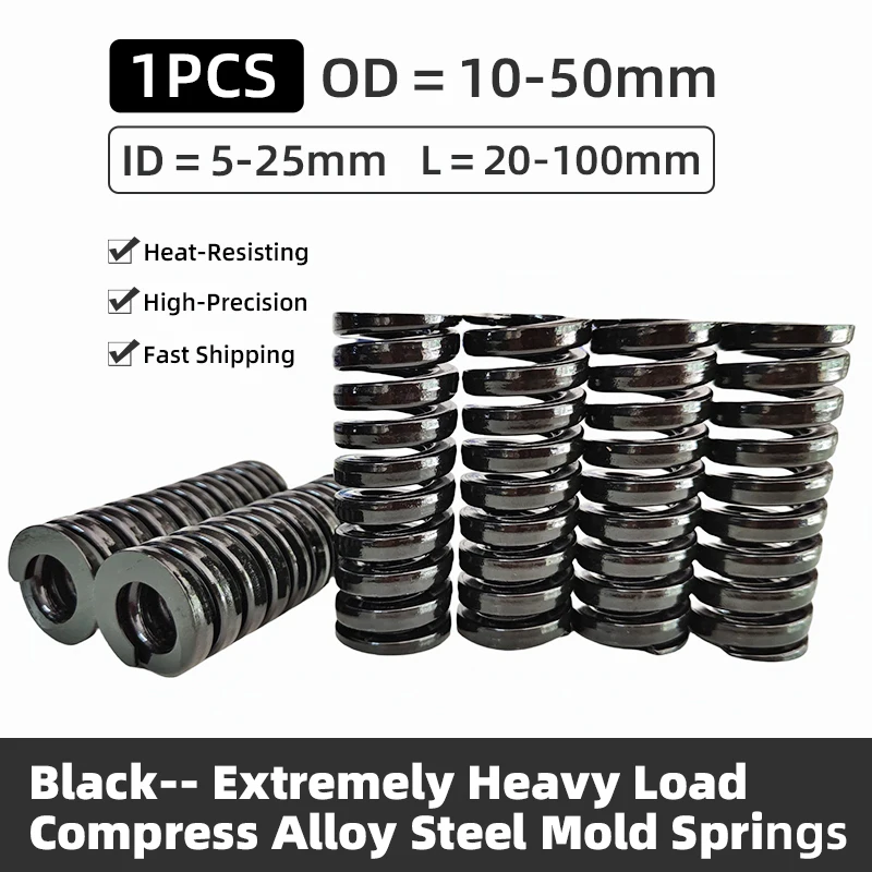 

Creamily 1PCS Black Die Mold Spring Stamping Alloy Steel Compression Springs Outer Dia10-50mm Inside Dia5-25mm Length 20-100mm