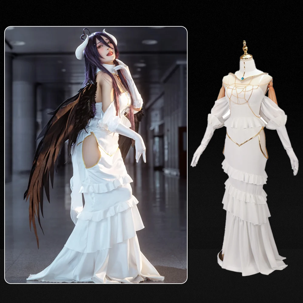 

Albedo Inspired Cosplay White Dress Role Play for Women Christmas Gala Cosplay Convention, Anime Festival Costume Party Wear