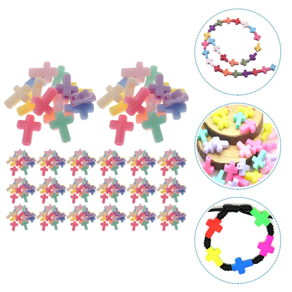 500 pezzi di perline acriliche a forma di croce, durevoli e lucide, perline artigianali fai da te per collane, bracciali, creazione di gioielli, accessori per gioielli