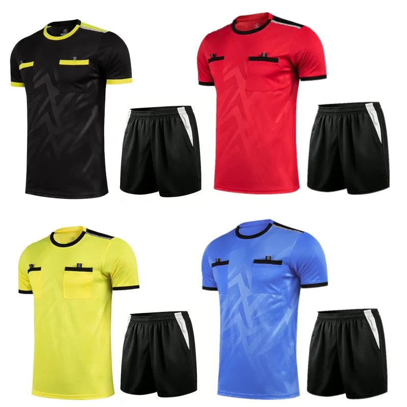 Professional Football Match Referee Uniform Set Short Sleeve Team Jersey Training Referee Equipment Sports Fitness Fans Supplies