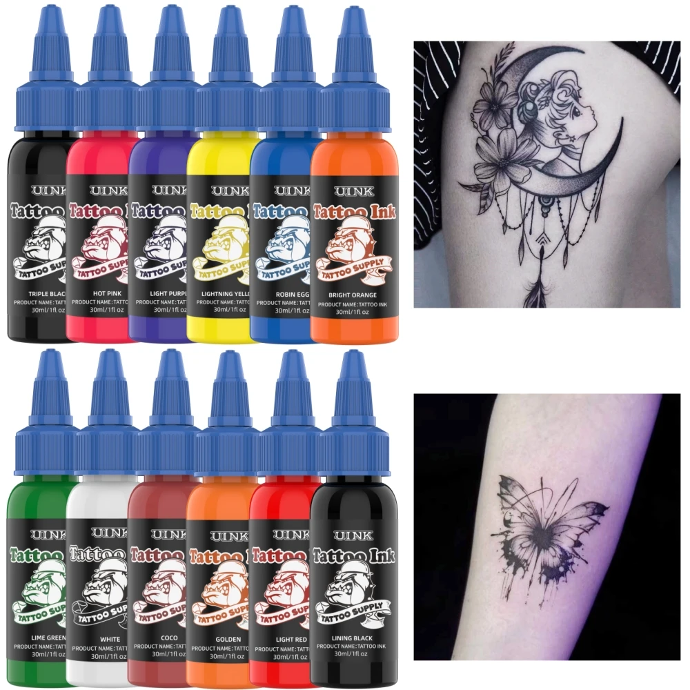 30ml/12Colors Colored Drawing Used For Human Skin Safe High-quality Tattoo Ink Body Art Creative Designs For Tattoo Artists