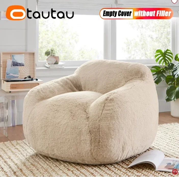 OTAUTAU Faux Bunny Fur Bean Bag Cover bez wypełniacza Kanapa podłogowa Beanbag Sofa Fotel EMPTY POUF COVER NO FILLER INSIDE SF203