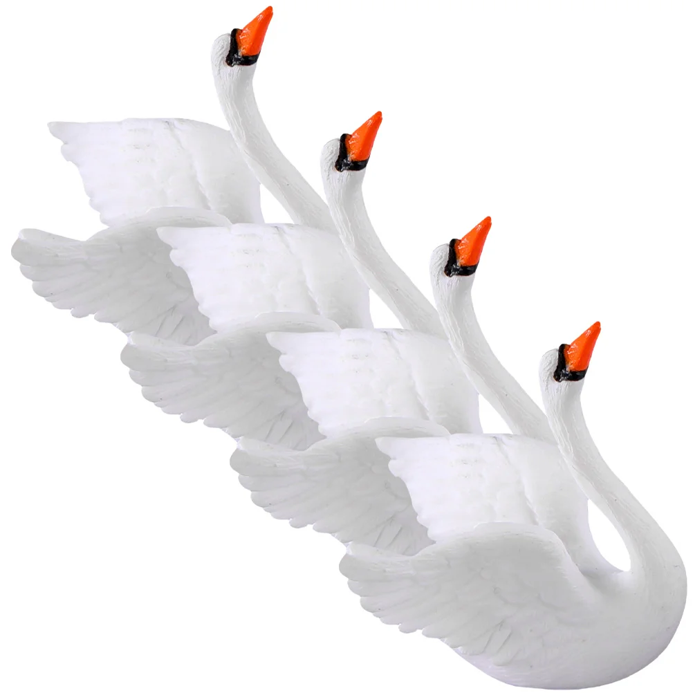 4 pçs mini cisne ornamento estatueta decoração micro paisagismo decorações estatuetas em miniatura figuras de animais de plástico