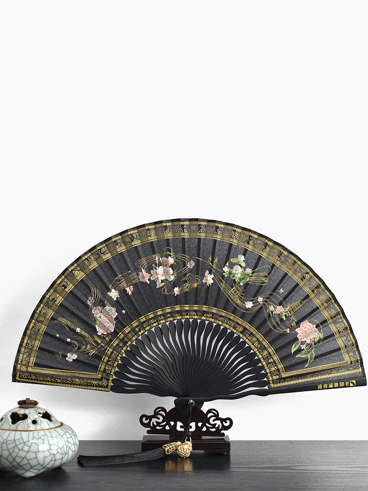 Imagem -03 - Fengming Blossom Fan Folding Museu Fan Chinês Sachê Oco Borla Pingente Dança Antiga Mão Ventilador Coleção Artesanato Ornamentos