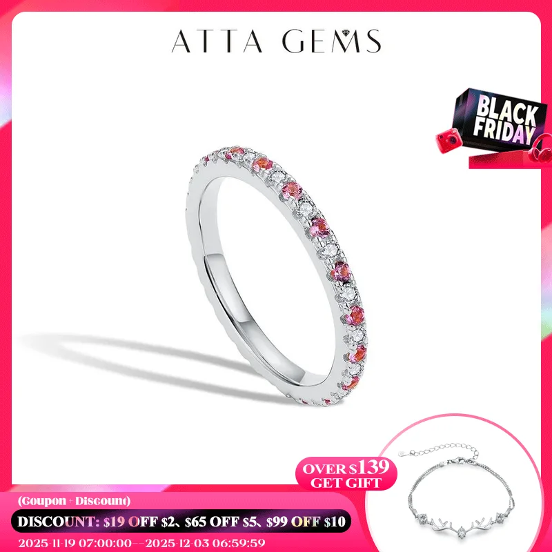 

ATTAGEMS 2023 круглая Муассанит кольцо Настоящее S925 серебро штабелируемые кольца для женщин розовый и синий Сапир обручальное кольцо ювелирные изделия