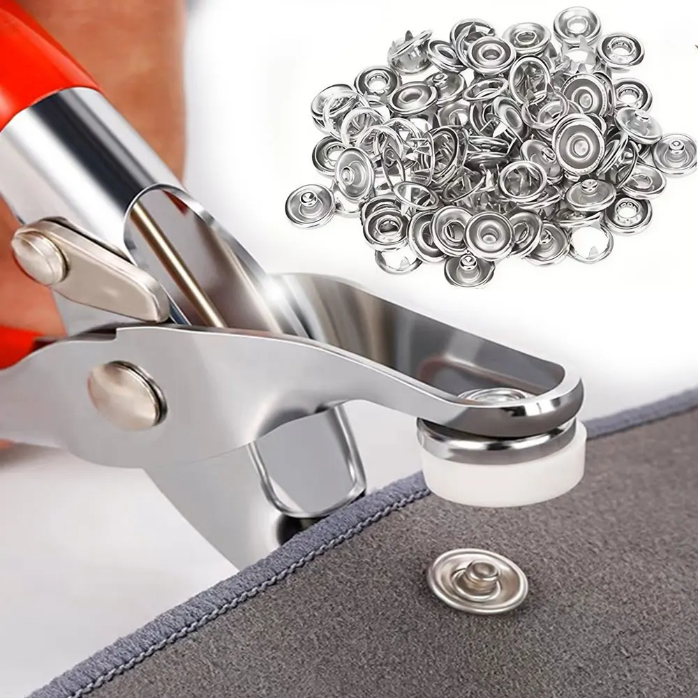 1Set (201Pcs) Hand-pressed No-sew Five-claw Button Installation Tool Set, Snap Button No-sew Button Clothing Button Concealed
