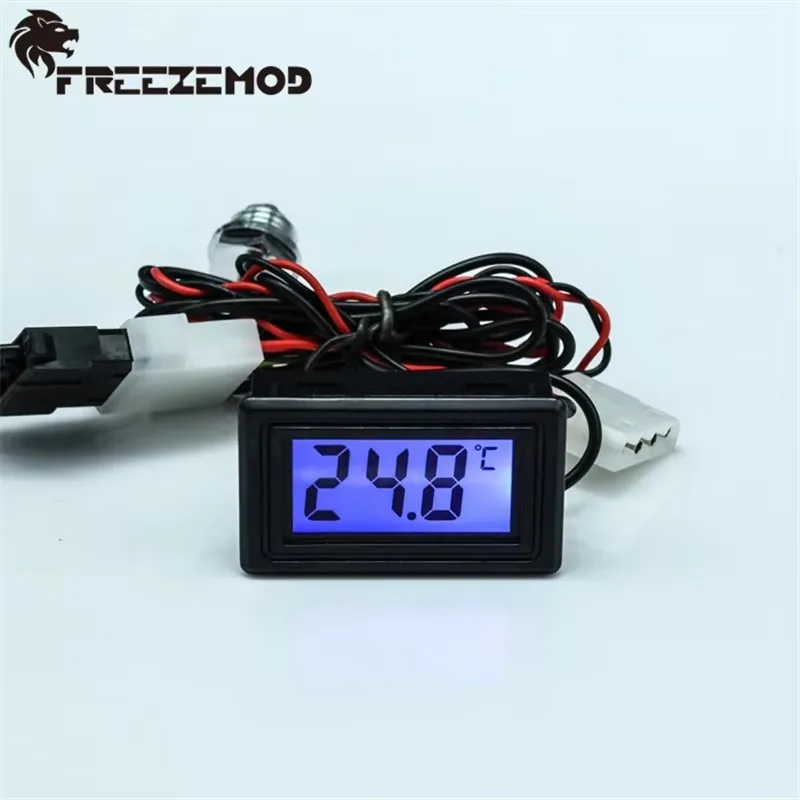FREEZEMOD WDXS-DT Brass Materials Digital Thermometer With Temperature Sensor Sealing Lock Computer Water Cooling. 5V-24V