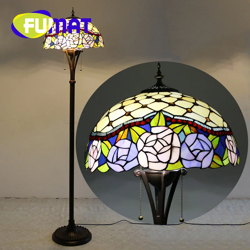 FUMAT Tiffany stained glass floor lamp simple style Decor living room study bedroom bedside standing lamp birthday gift gift