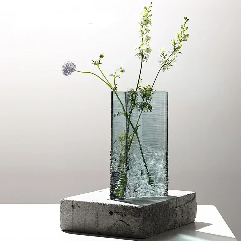 household transparent water ripple glass vase household light luxury soft decoration dining table hydroponic flower