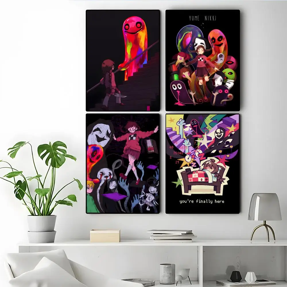 Game Yume Nikki Poster Poster Self-adhesive Art Waterproof Paper Sticker Coffee House Bar Room Wall Decor
