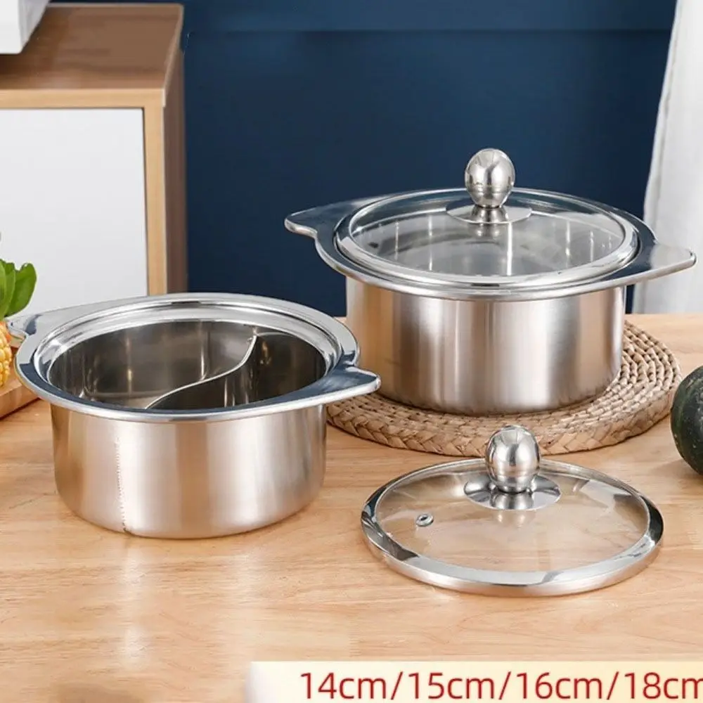 Pan One Person Cooking Boiling Pot Stainless Steel Multi Purpose Hot Pot 14/15/16/18cm Cookware Mandarin Duck Pot Food Cooking