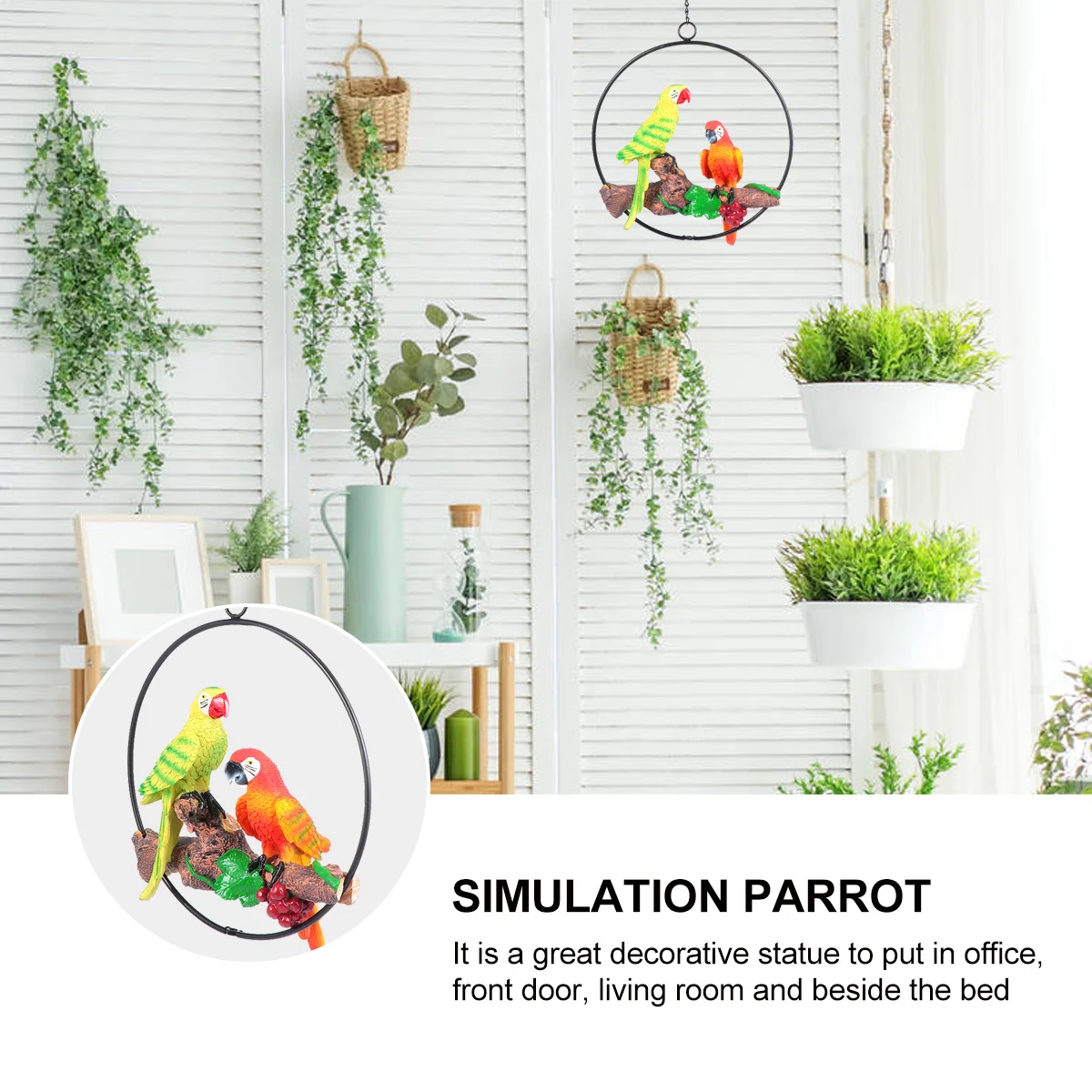 

Садовые фигурки птиц, поддельные украшения для попугаев, подвесная скульптура, имитация статуи из смолы, фигурки