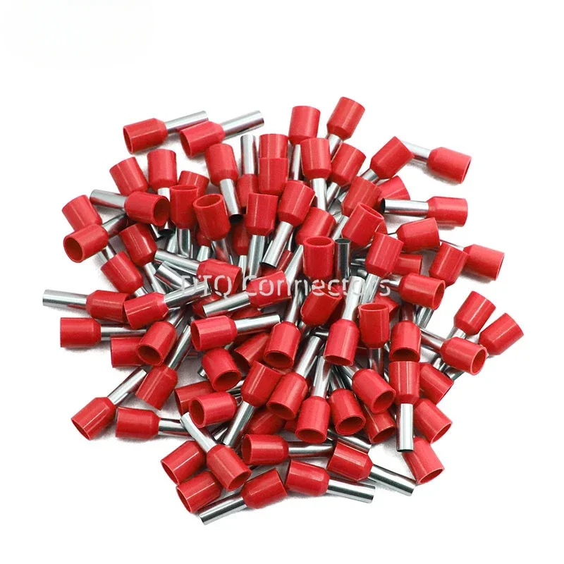 1000pcs/Pack E0508 E7508 E1008 E1508 E2508 Insulated Ferrules Terminal Block Cord End Wire Connector Electrical Crimp Terminator