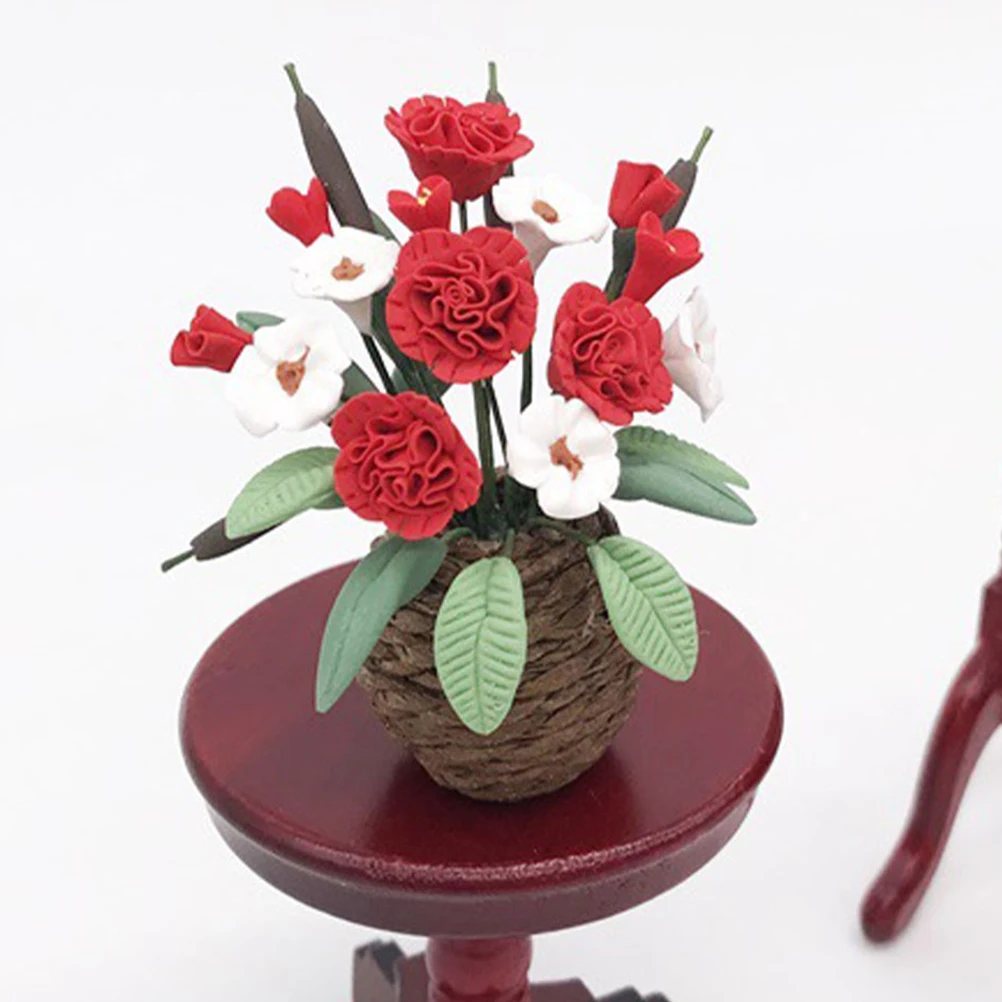 

Mini Flower Pots Toys Miniature Tiny Flowers Dollhouse Plants for Fake Decor Accessories