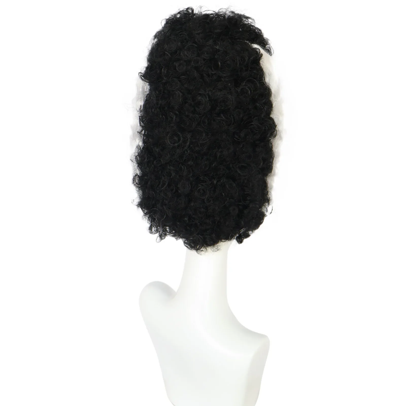 Synthetic Medium Length Black and White Coily Bride Of Frankenstein Cosplay Wig For Halloween Holiday Party Cosplay