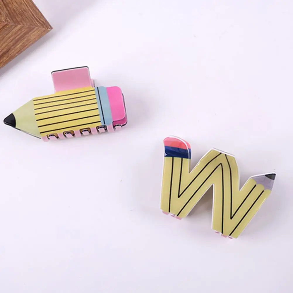 

Women Hair Claws Stylish Pencil Hair Clips Set for Women Girls Anti-slip Back Head Barrettes with Funny Teacher for Students