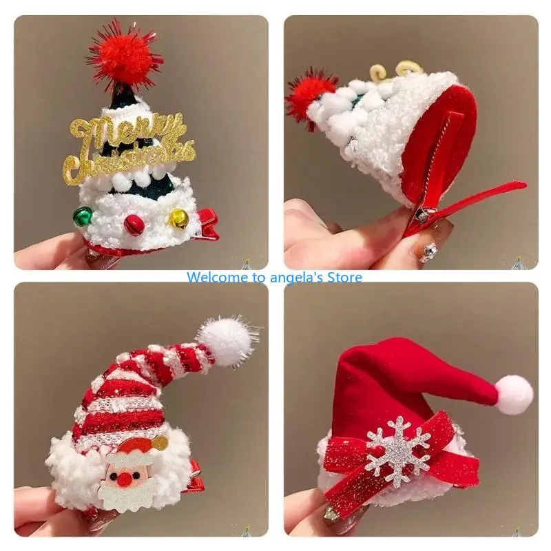 X4YC قبعات سانتا الجميلة/شجرة الدعائم مشبك شعر عيد الميلاد لمهرجان الدعائم الجانبية للحزب