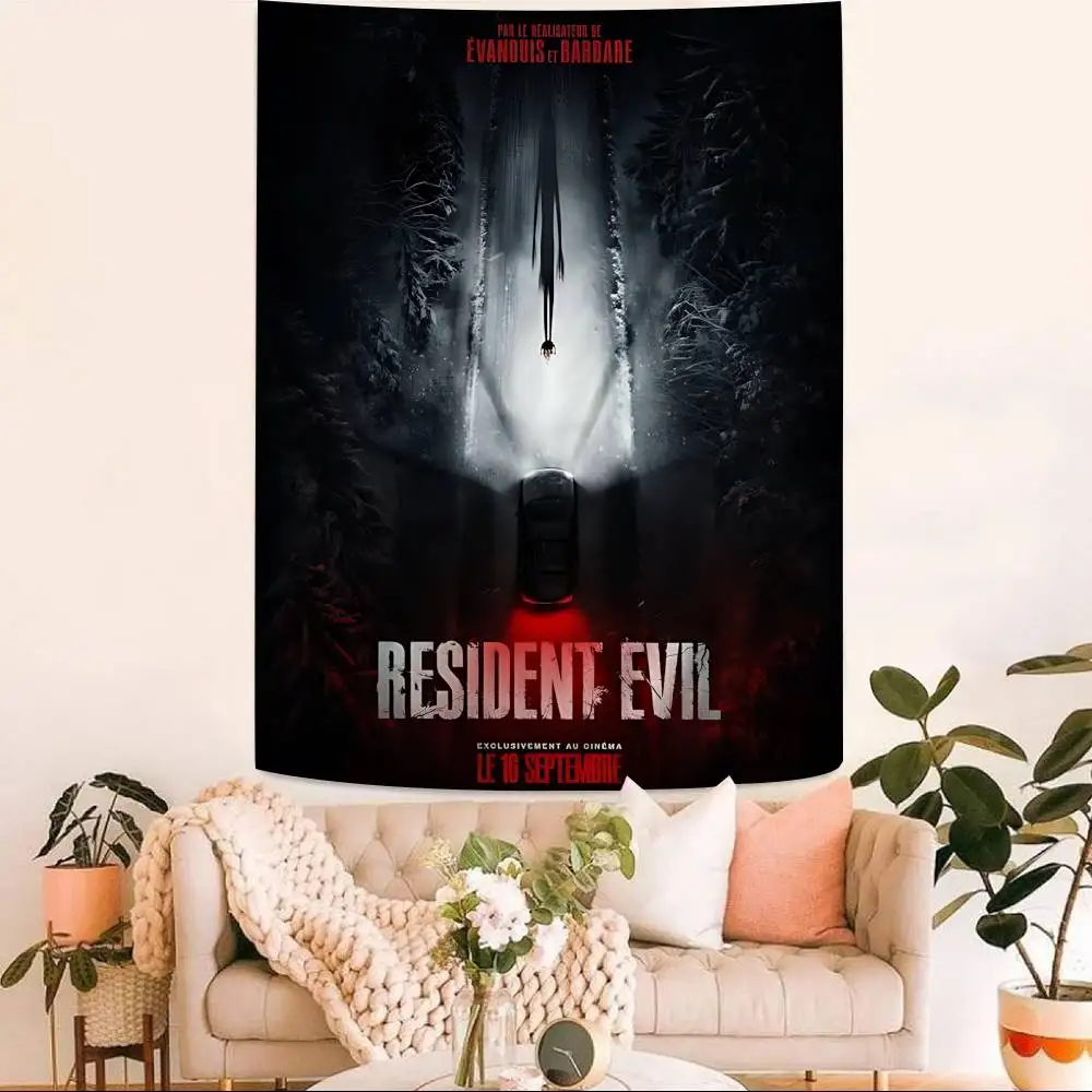 Horror Movie R-Resident E-Evil 2026 Chart Tapestry Art Science Fiction Room Home Decor Cheap Hippie Wall Hanging