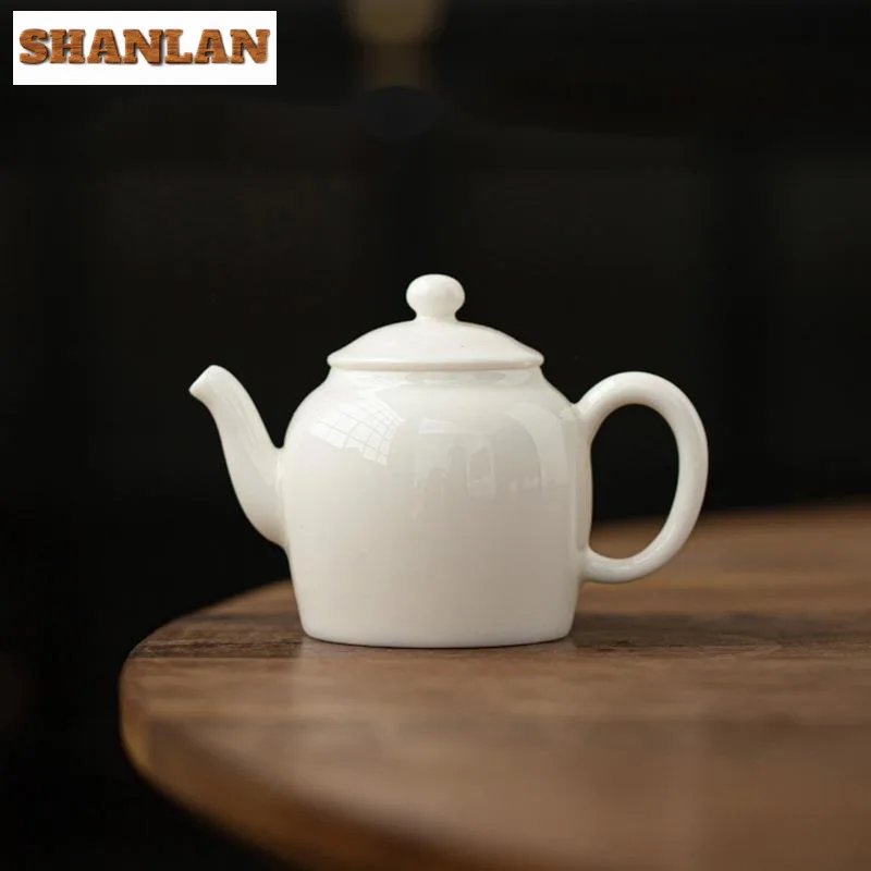 110ml Antique Sheep Fat Jade Porcelain Teapot Japanese Small Pot Tea Making Kettle Kung Fu Tea Tableware Accessories Collection