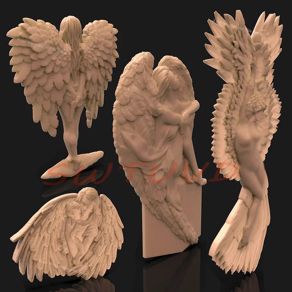 6PCS Angel Wing Decor 3D Model STL File for CNC Router Laser & 3D Printer _ 1