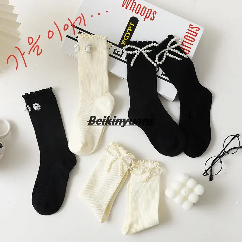 Children\'s socks Sweety new Baby princess socks girl bottine chaussette pearl wind cotton stockings Kids Sokken girls-clothing