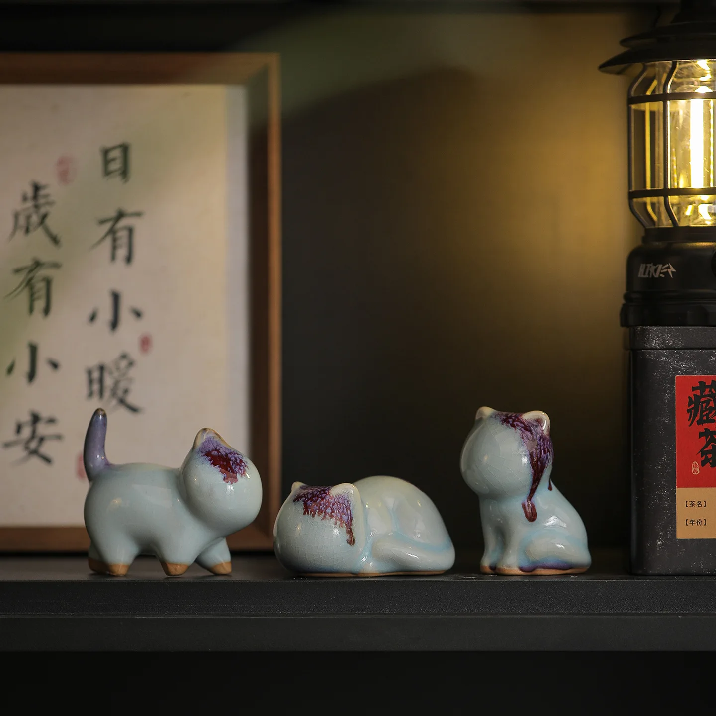Creative Cat Figurines Ceramic Cute Tea Pet Decorations Tea Play Fun Healing Home Decor Desktop Foyer Decor Cat Lovers Gift