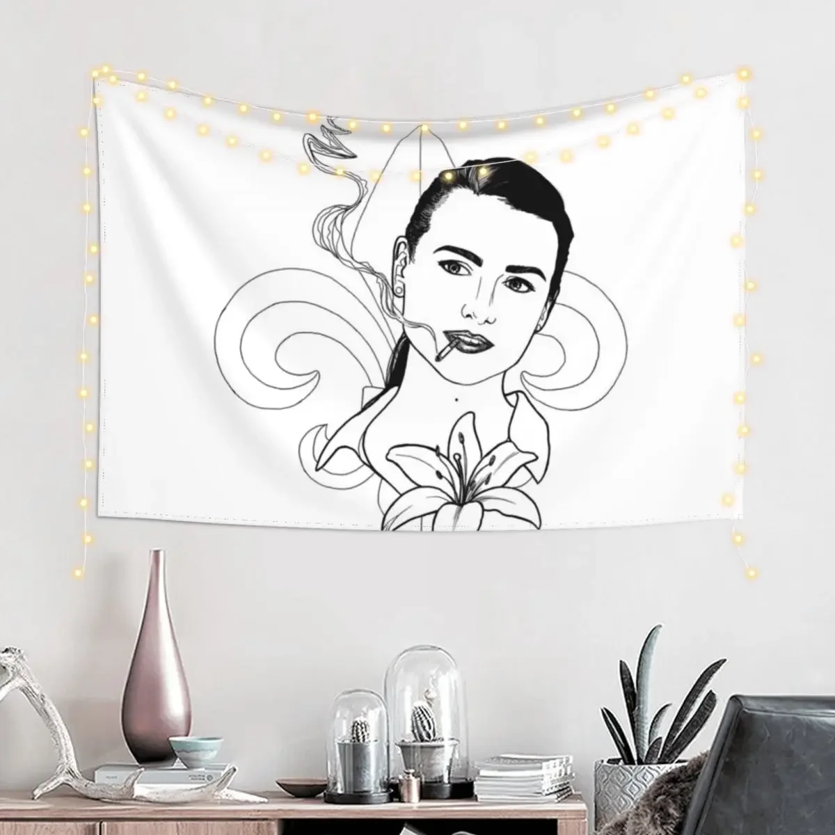 Katie McGrath Fleur de Lys Tapestry Wall Hangings Decoration Aesthetic Room Decor Korean Tapestry