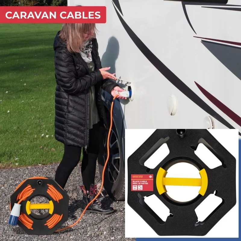 Cable Tidy Reel Polypropylene 25M Mains Wire Hook Up Lead Extension Holder Storage Reel For Outdoor Camper Caravan Motorhome