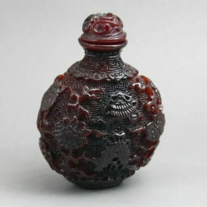 

Old Chinese Super Natural Hand Carved Flower Vanilla Bottle