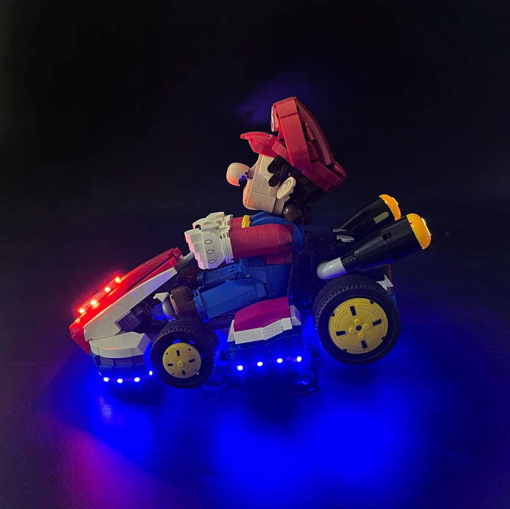 Комплект светодиодных фонарей BYB для Lego 72037 Mario Kart Mario и стандартный пульт дистанционного управления Kart (модель не входит в комплект)