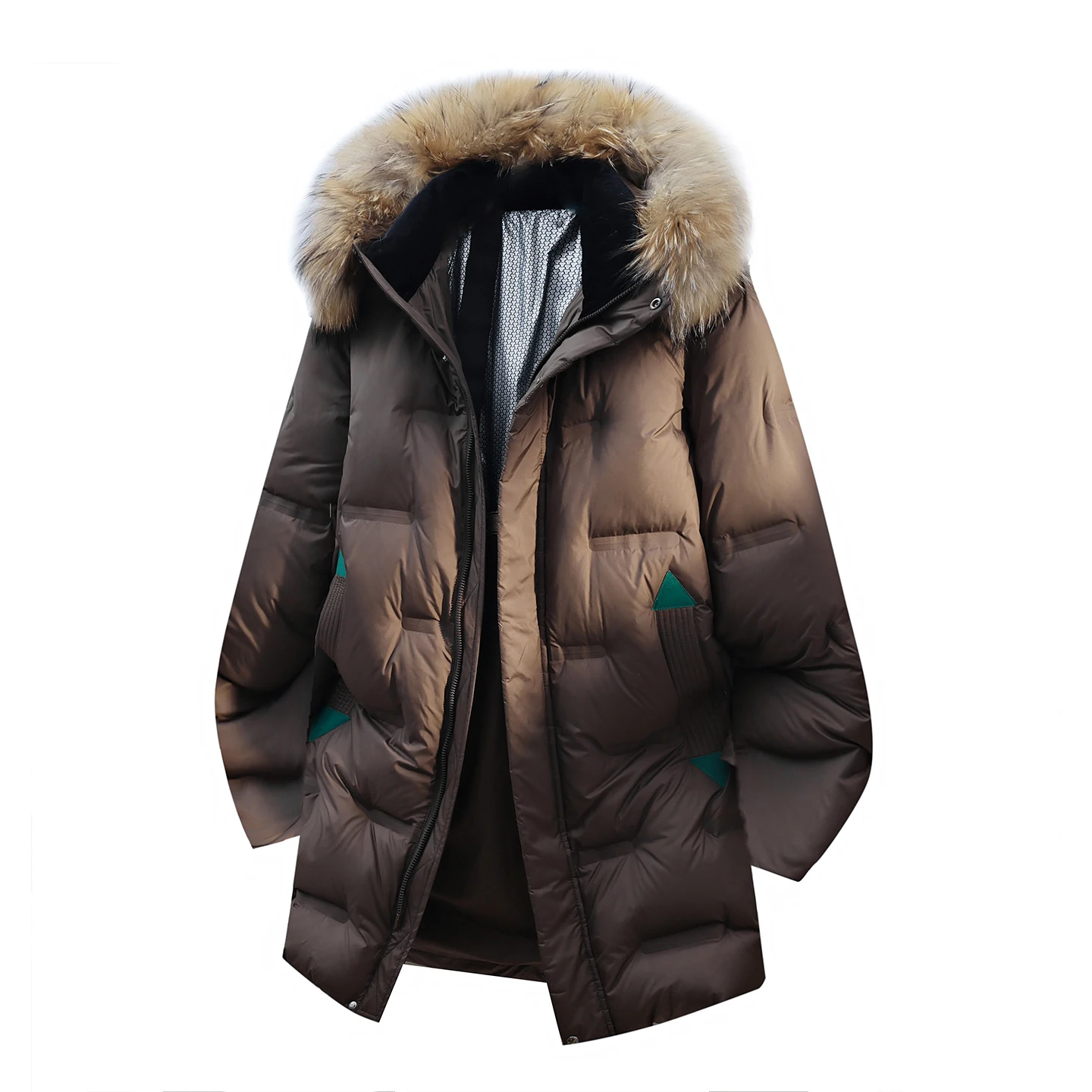 Chaquetas de plumón de pato blanco con capucha para hombre, de longitud media, cálidas, informales, holgadas, a prueba de viento, gruesas, de alta calidad, para invierno