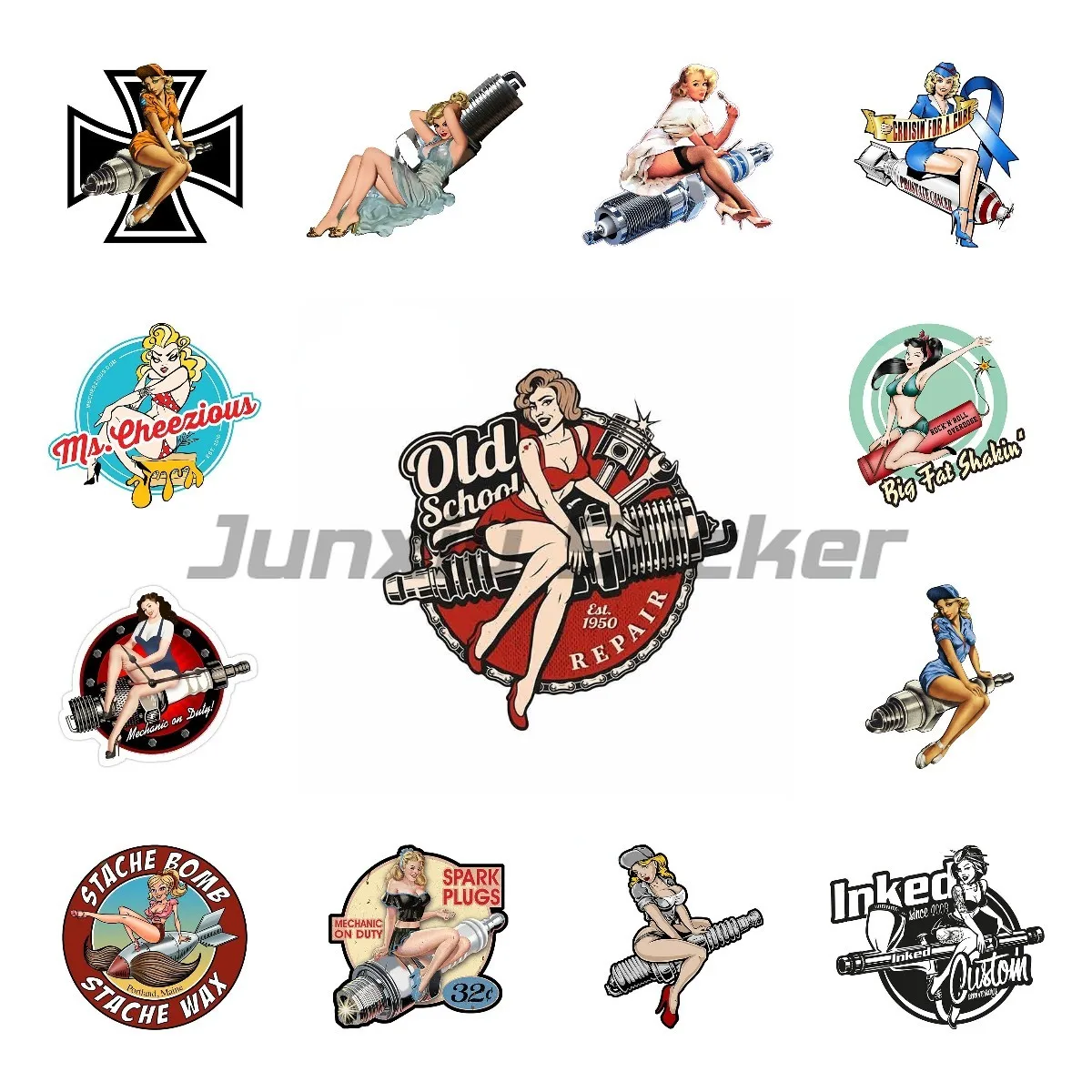 Retro Pin Up Girl Locker Toolbox Stickers Laptop Car Truck Bike Old School Car Stickers