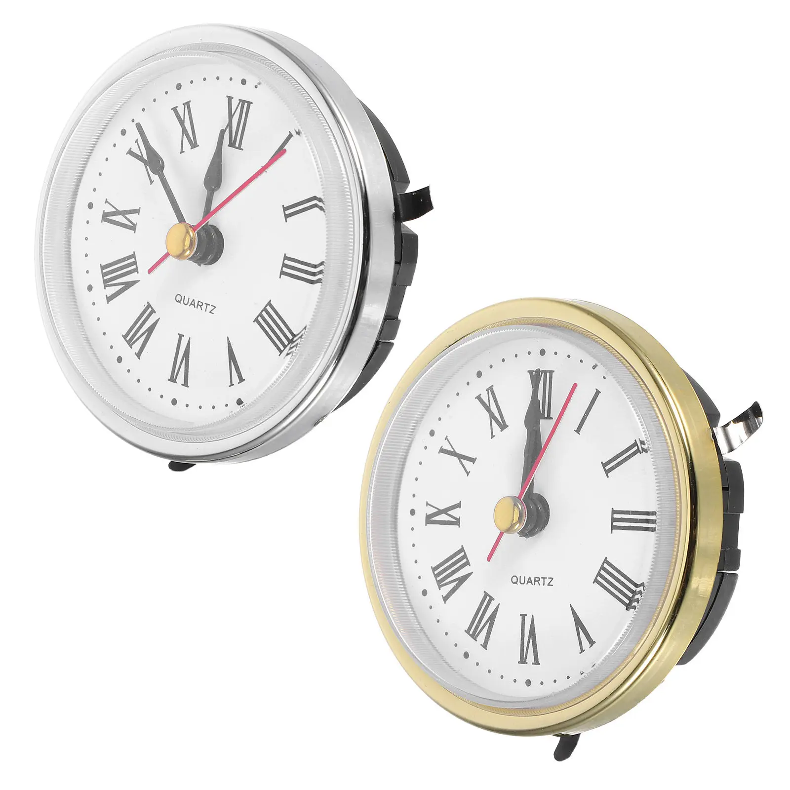 2Pcs Embedded Clock Inserts 65Mm Minimalist Round Clock Head Replacement High Precision Silent Sweep Movement for Wall Home