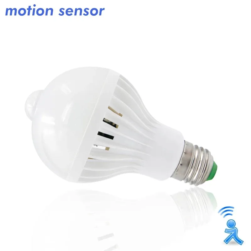 Sensor de movimento e27 lâmpada led 3w 5 7 9 12 15 pir sensor de movimento lâmpada ac 220v 230v auto inteligente led pir infravermelho corpo som luz