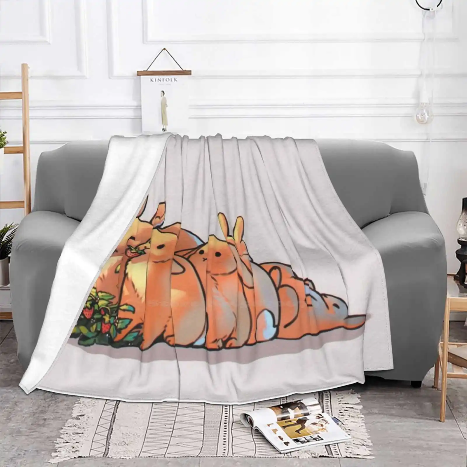 Munching Bunnies Top Quality Comfortable Bed Sofa Soft Blanket Neytirix Rabbit Bunny