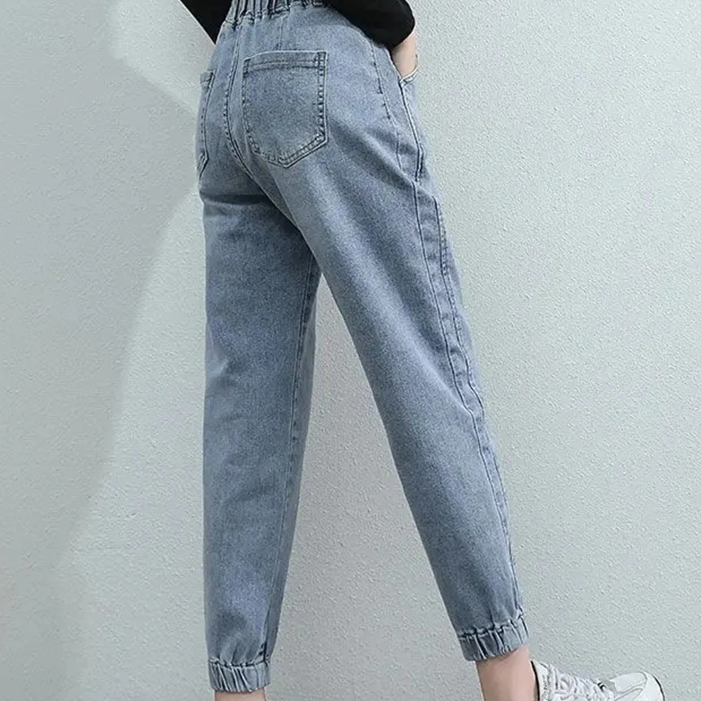 2024High Waist Drawstring Baggy Jeans Women Spring Autumn All-match Streetwear Ankle Length Denim Trousers Casual slouchy jeans