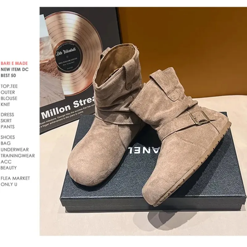 الرجعية النمط الغربي الأحذية النسائية حجم كبير 41 حزام مشبك المخملية الأحذية الجلدية الخريف الشتاء نمط جديد Meral الرياح #2